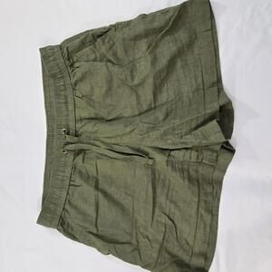 Nautica Linen Blend Comfortable Olive Green Casual Shorts Womens Size M